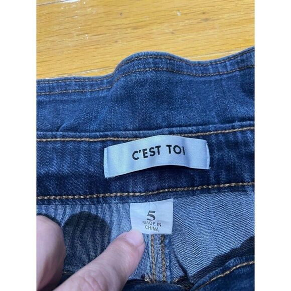 Cest Toi Jeans Womens 5 Paperbag Skinny Ankle Blue High Rise Belt Stretch Y2K - Picture 3 of 8